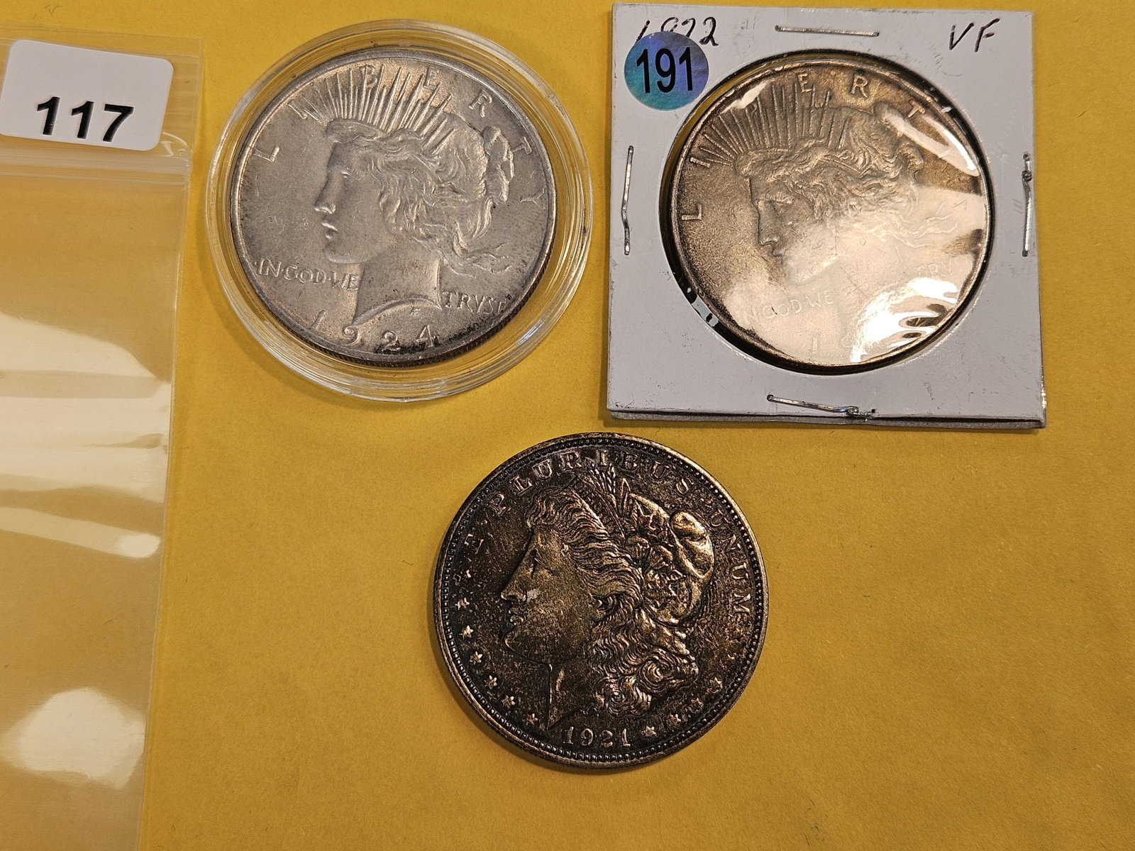 Three mixed silver Dollars - 2