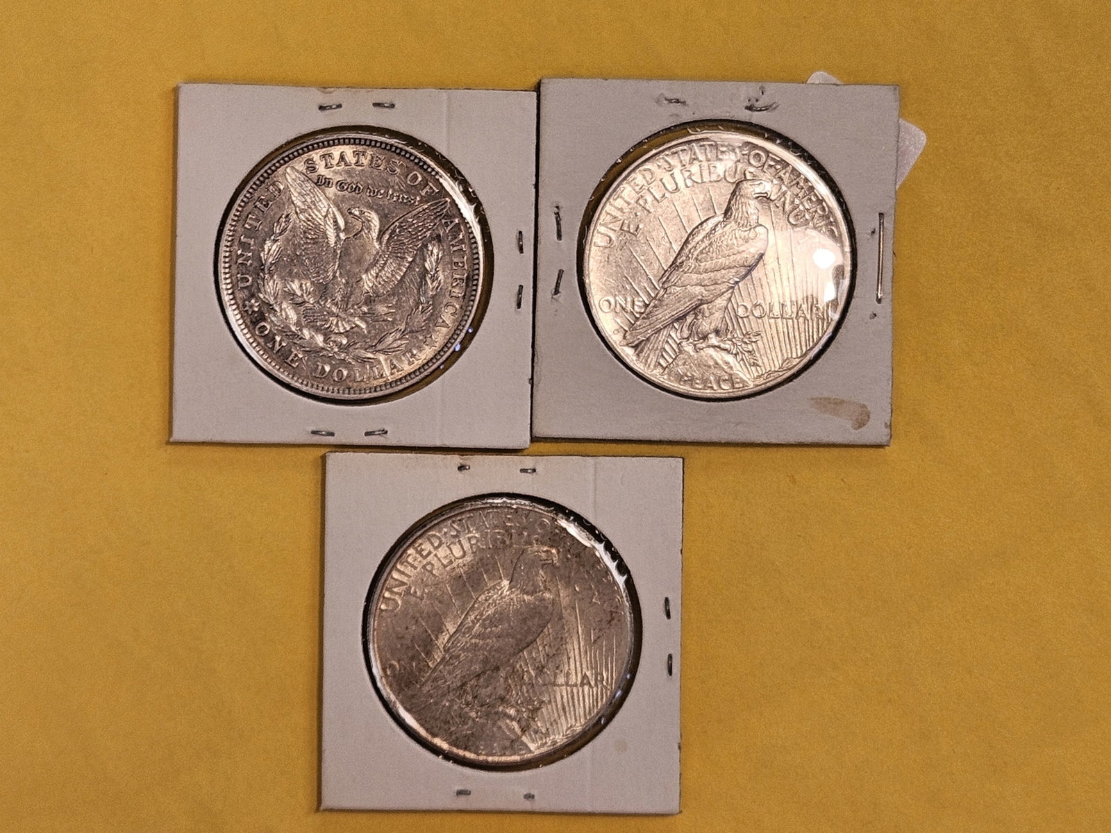 Three Morgan and Peace Silver Dollars - 3