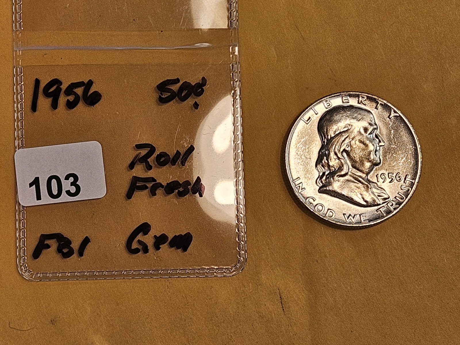 GEM Brilliant Uncirculated 1956 Franklin Half Dollar FBL - 2