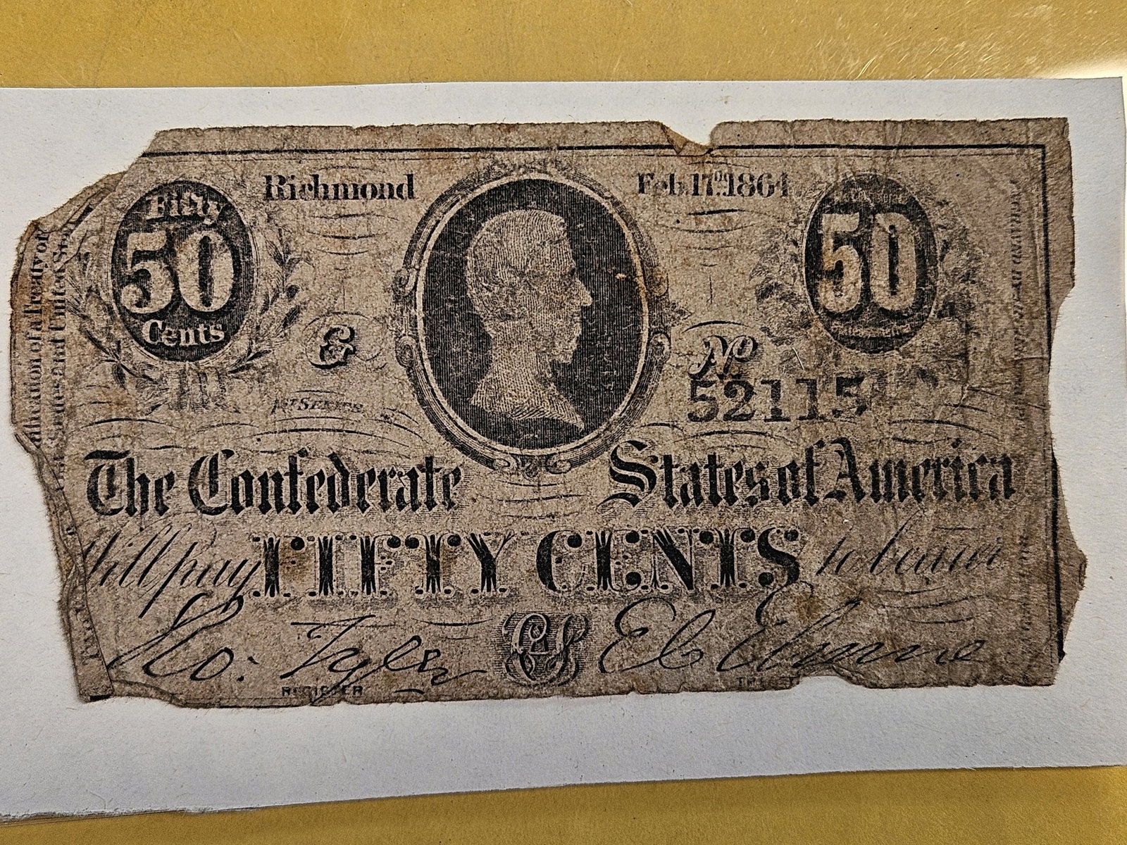 Confederate States of America Fifty Cent note - 2