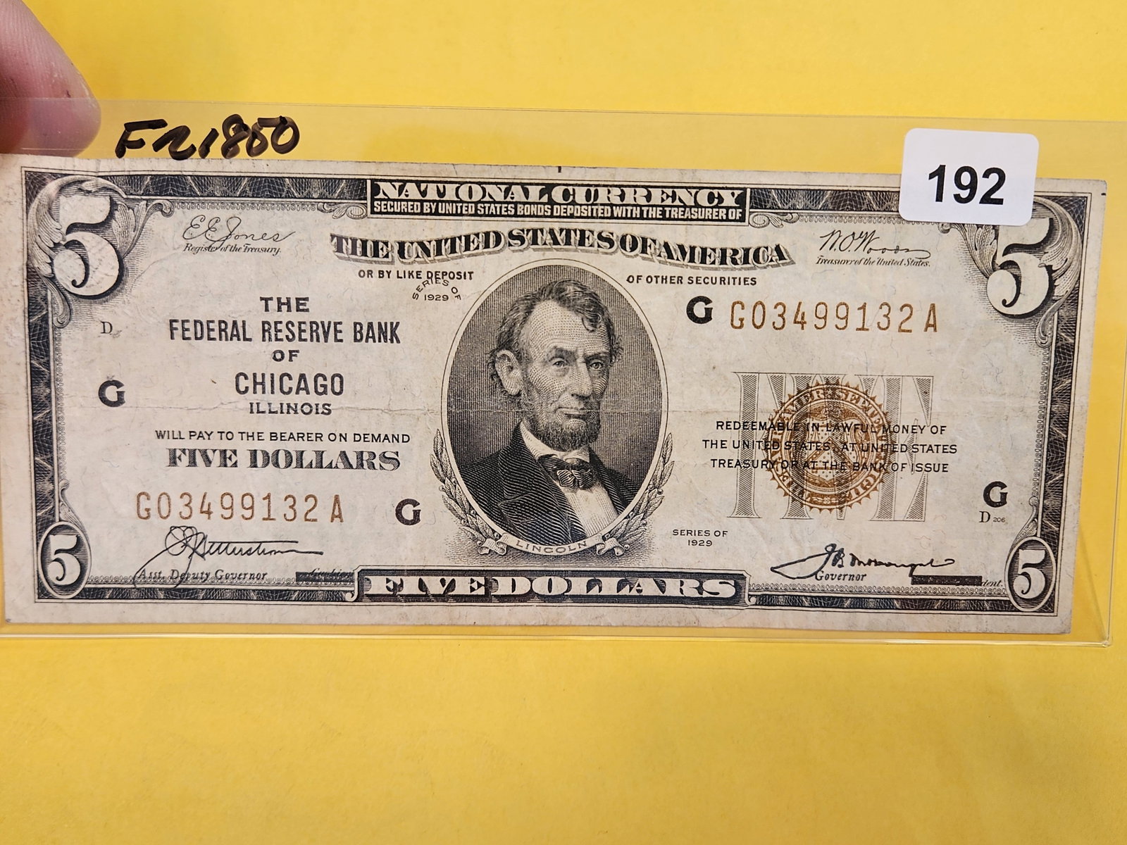 Series of 1929 Five Dollar National Currency: FR 1850. Chicago