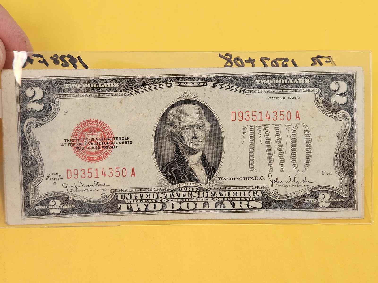 Two Crisp About Uncirculated plus 1928 Two Dollar Red Seal US Notes - 2
