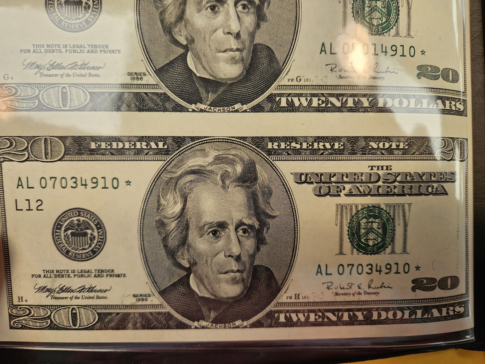Uncut Sheet of Crisp Uncirculated Twenty Dollar Star Replacement notes - 3