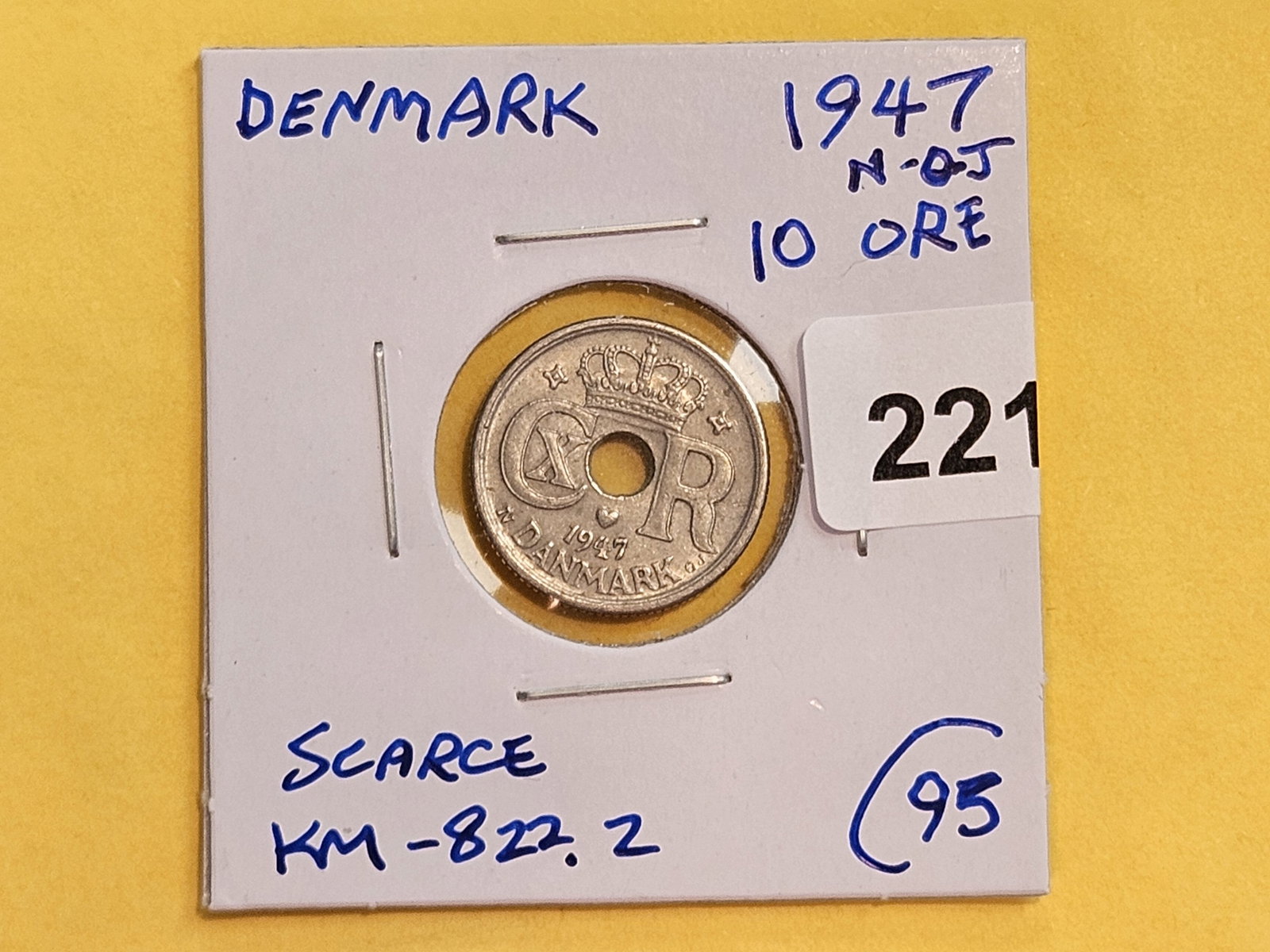 ** KEY DATE ** 1947 Denmark 10 ore - 2