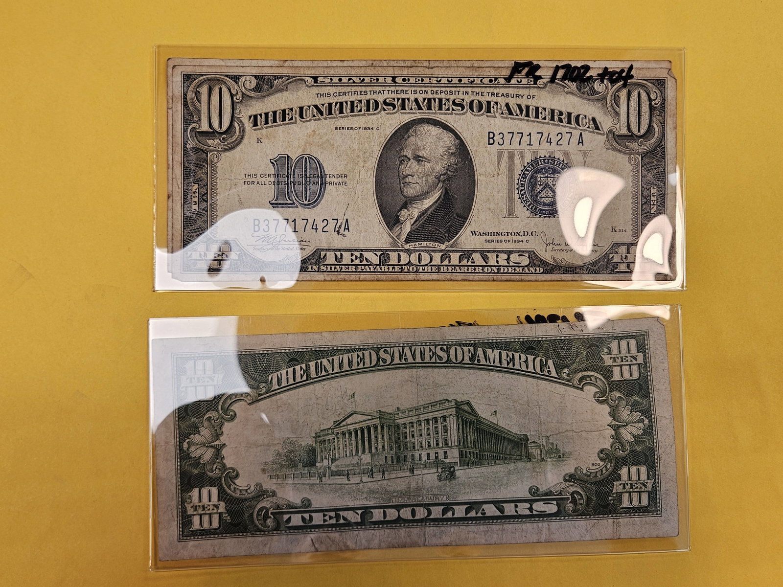 Three $10 Series of 1934-A Silver Certificates - 3