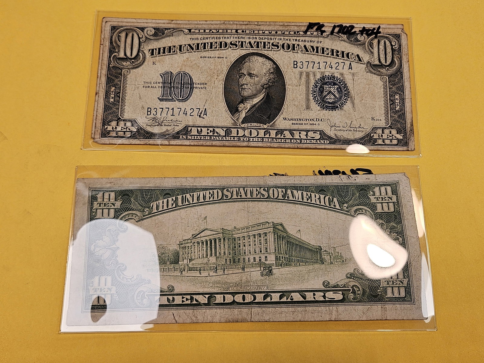Three $10 Series of 1934-A Silver Certificates - 4