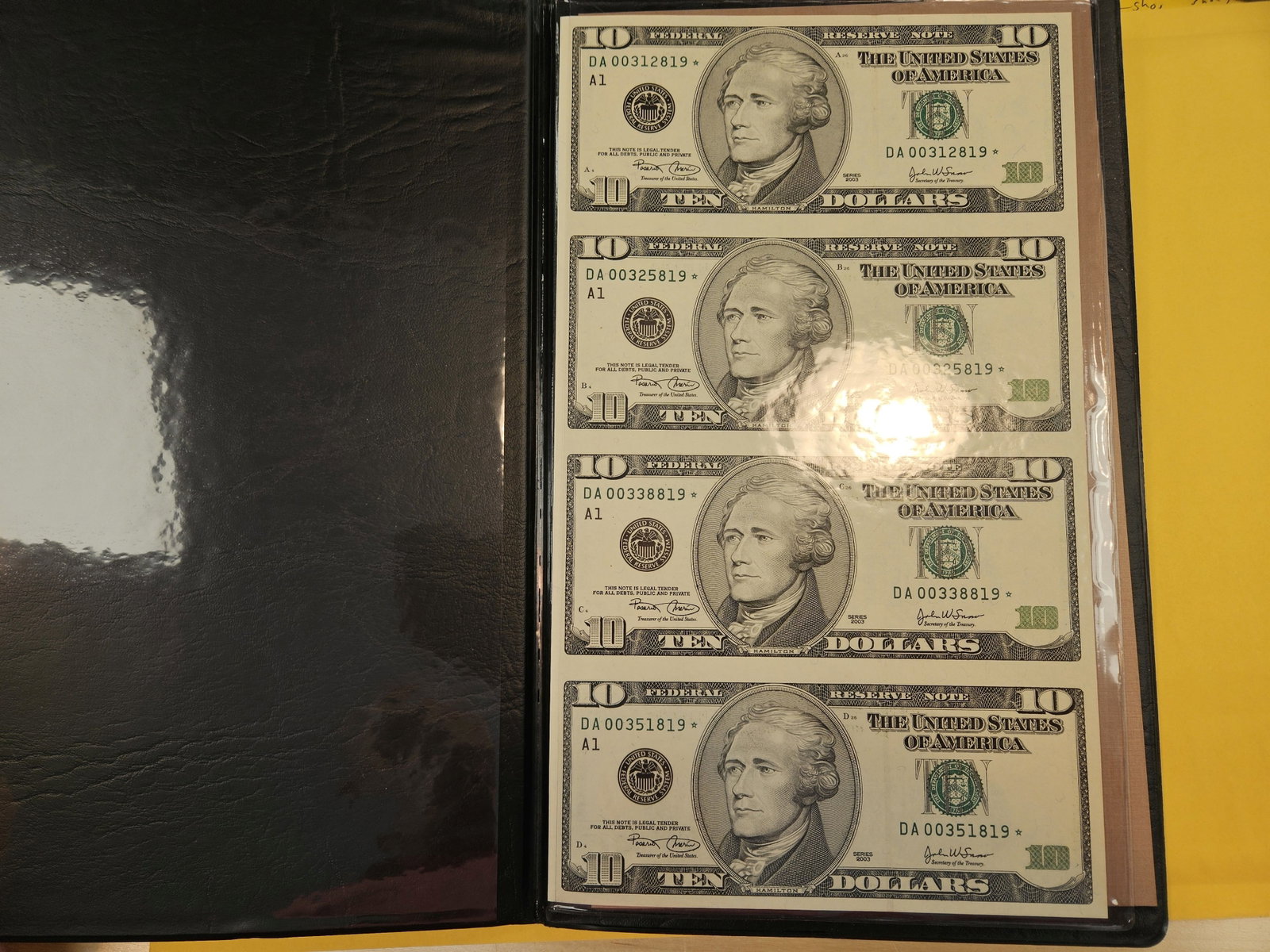 Uncut Sheet of Crisp Uncirculated Ten Dollar Star Replacement notes - 2