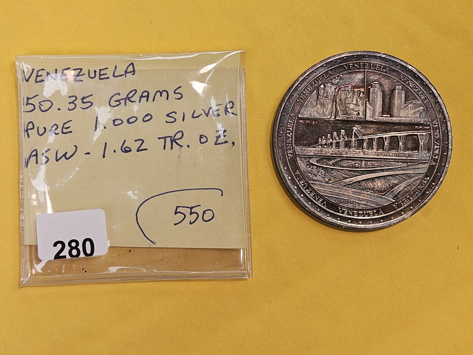 * Scarce! GEM Prooflike Venezuela silver medal - 2