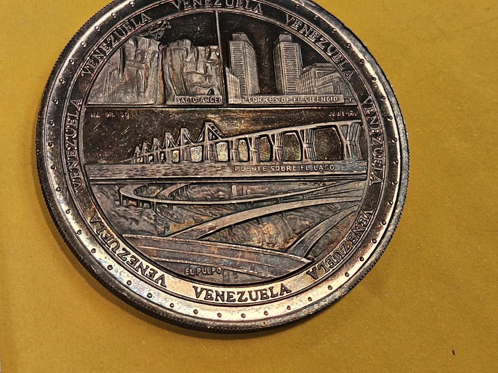 * Scarce! GEM Prooflike Venezuela silver medal - 3