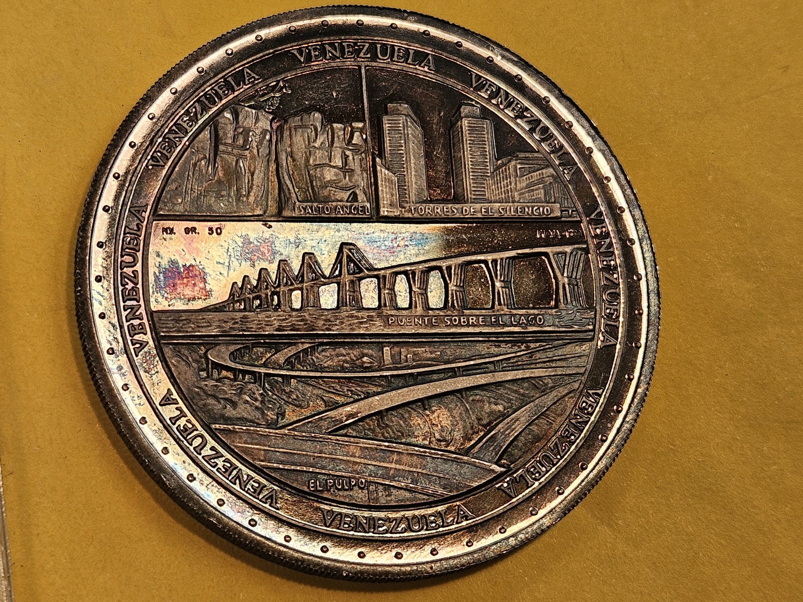* Scarce! GEM Prooflike Venezuela silver medal - 4