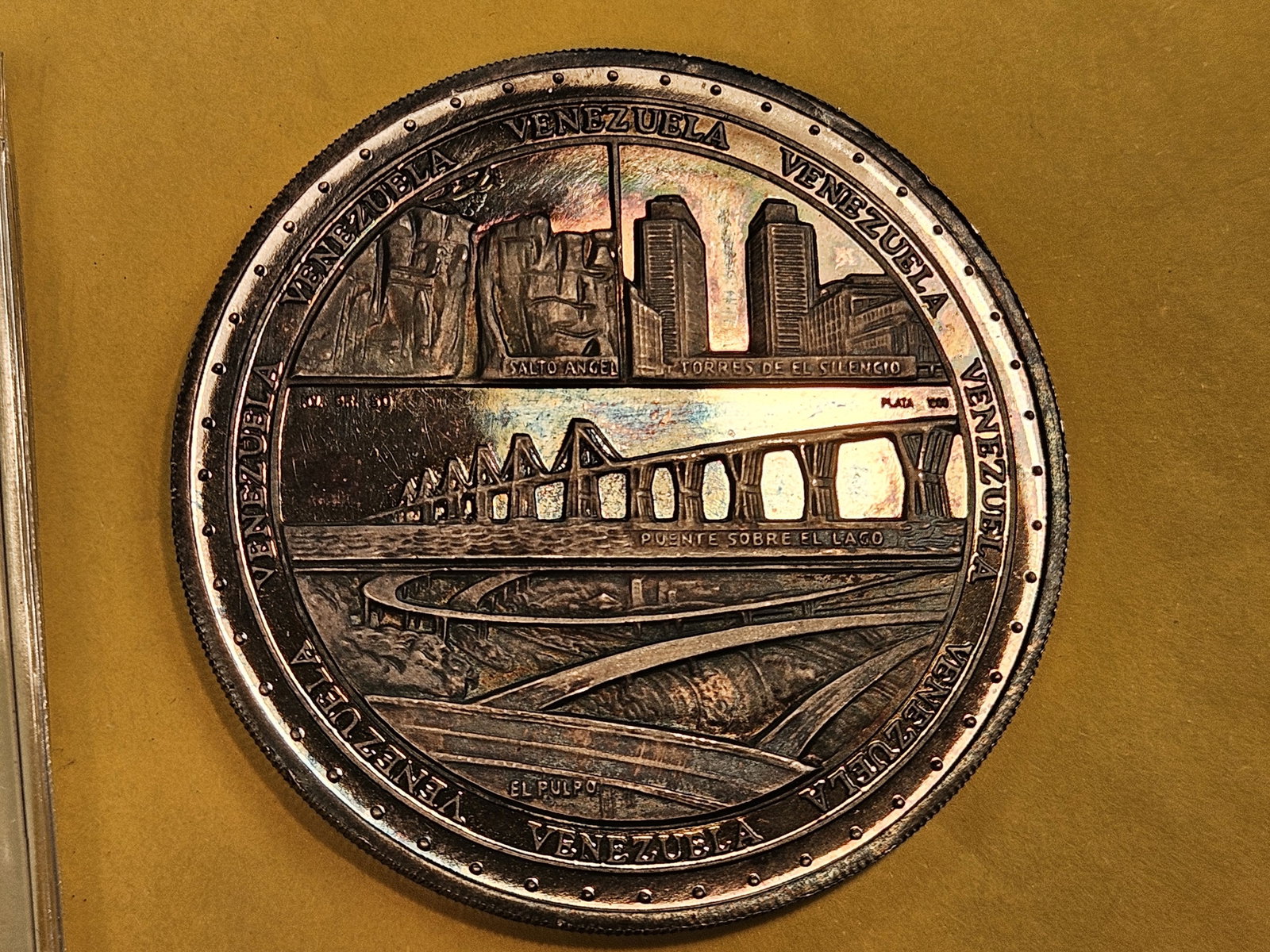 * Scarce! GEM Prooflike Venezuela silver medal - 7