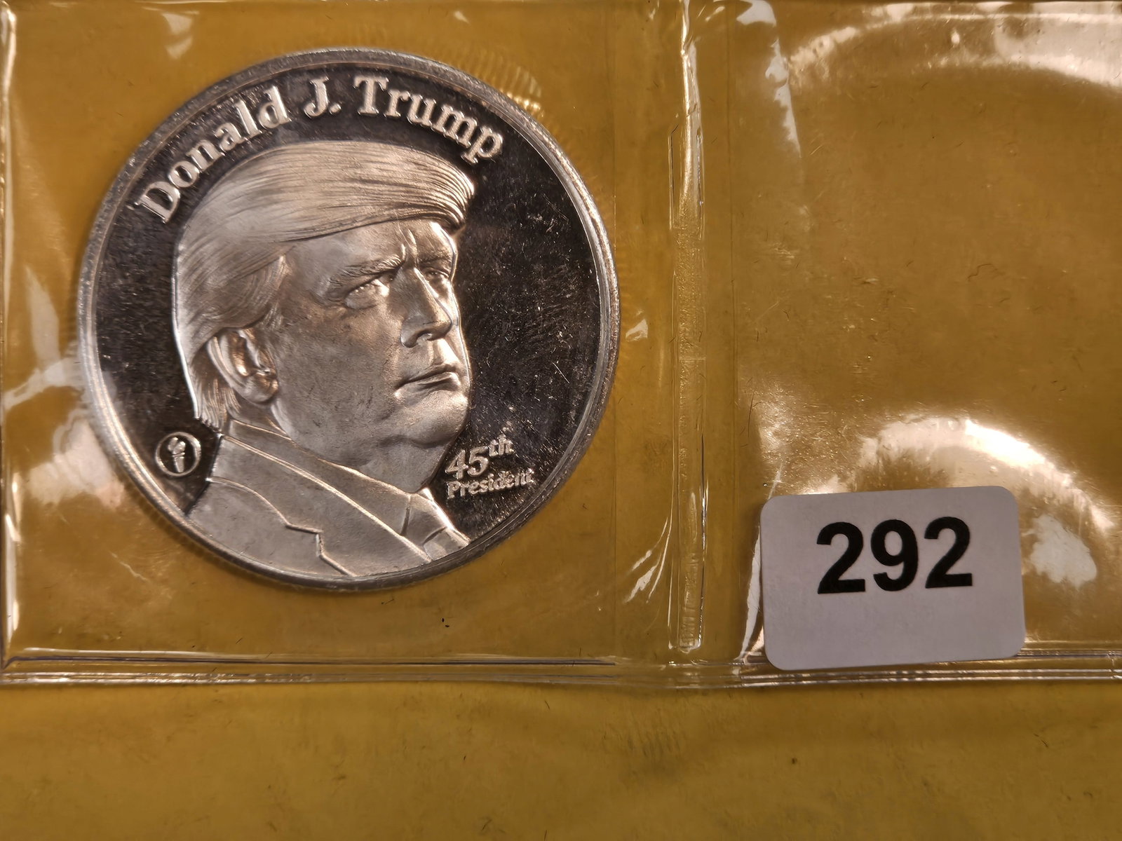 One Troy ounce .999 fine silver art round: Trump