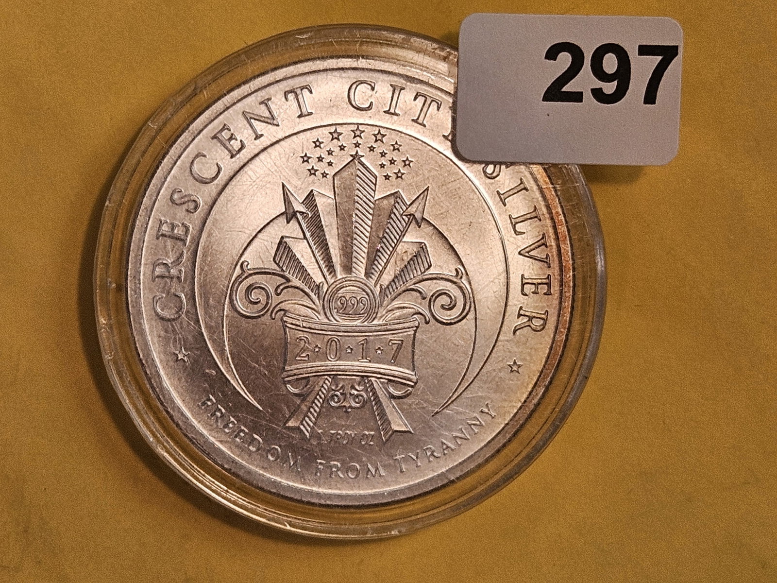 One Troy ounce .999 fine silver art round: Crescent City Silver