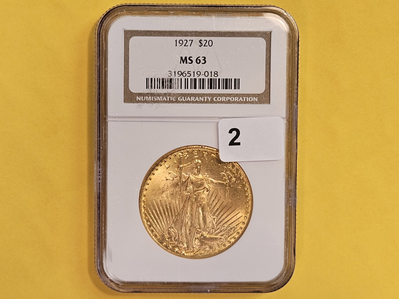 GOLD! NGC 1927 Saint Gaudens Twenty Dollars in Mint State 63 - 2