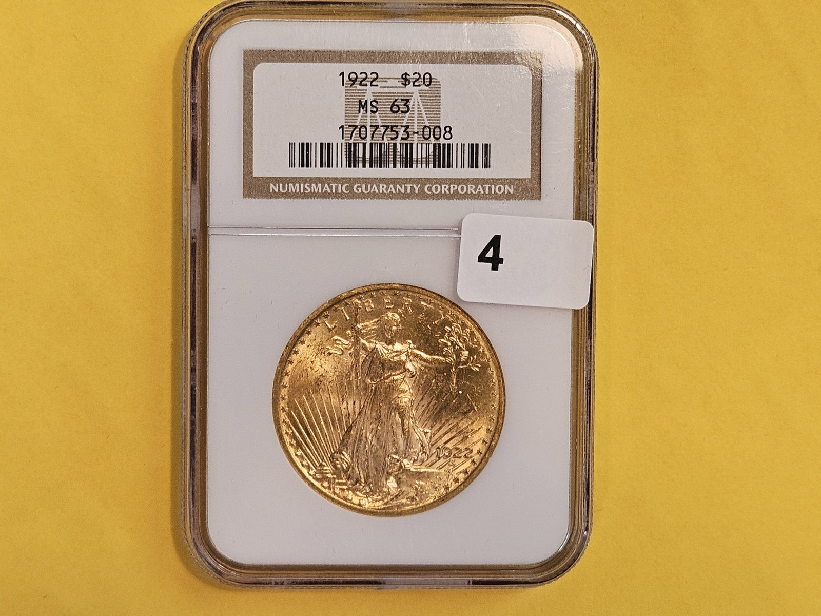 GOLD! NGC 1922 Saint Gaudens Twenty Dollars in Mint State 63 - 2