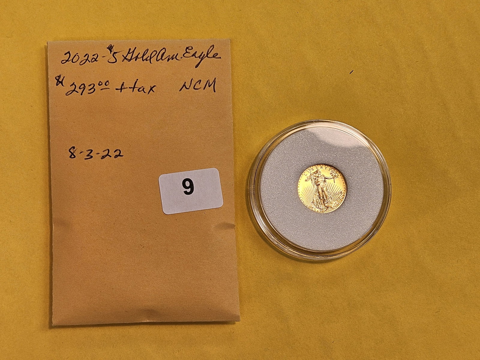 GOLD! GEM Brilliant Uncirculated 2022 Five Dollar American Gold Eagle - 2