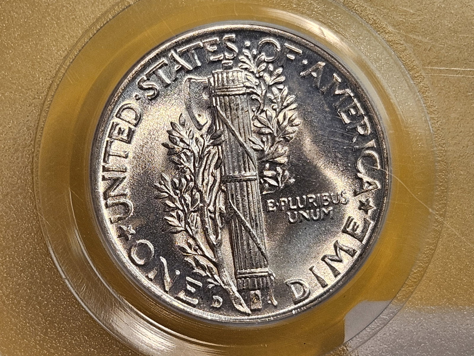 GEM! PCGS OGH! 1943-D Mercury Dime in Mint State 66 FB - 4