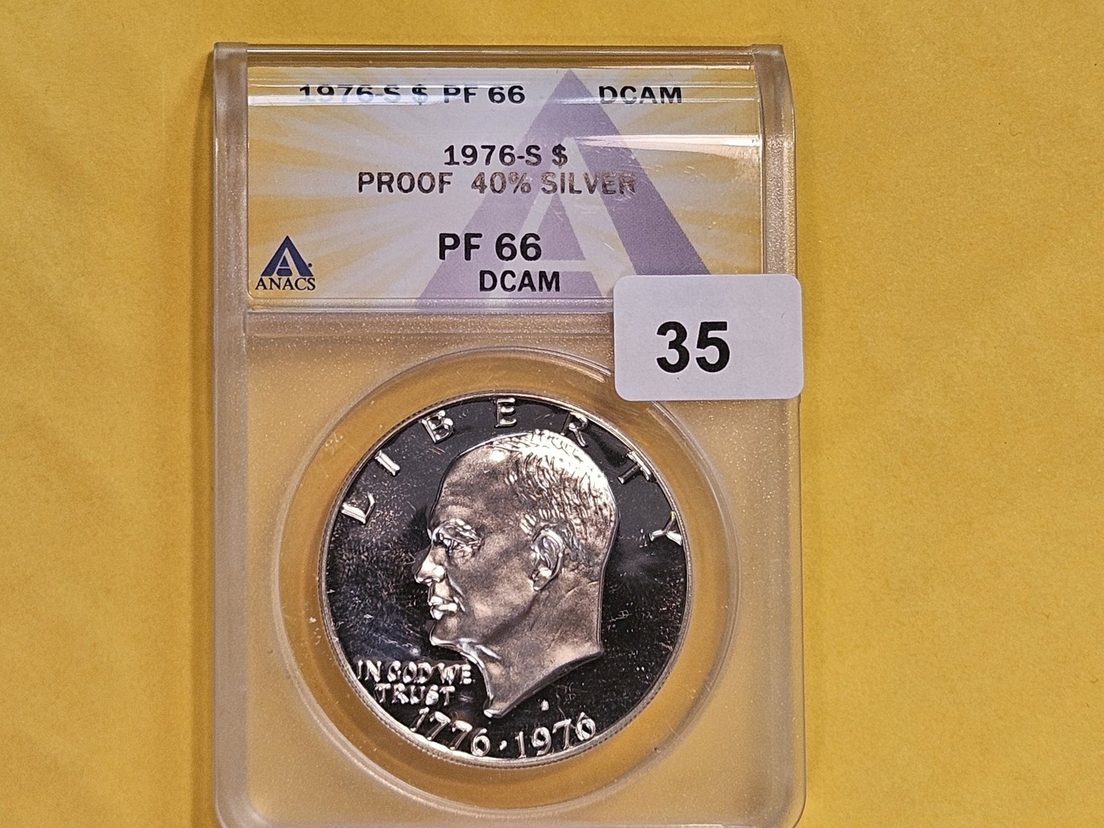 ANACS 1976-S SILVER Eisenhower Dollar in Proof 66 Deep Cameo - 2