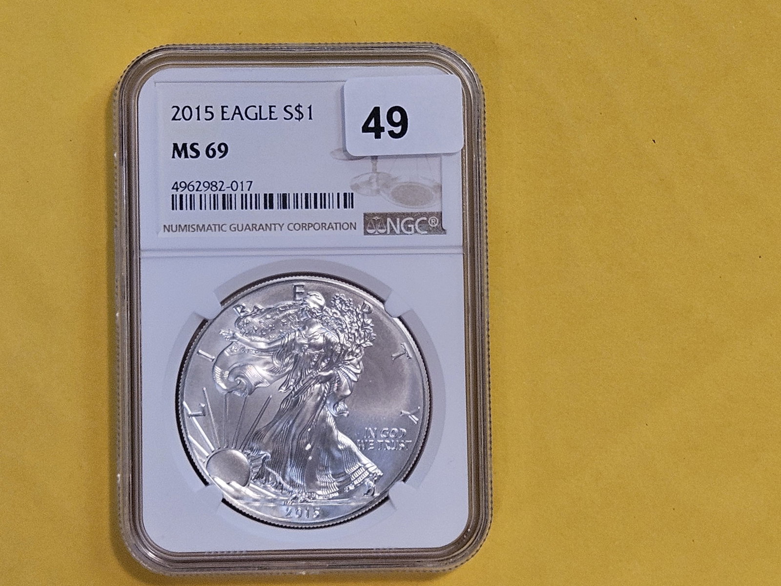 NGC 2015 American Silver Eagle in Mint State 69: Very Nice