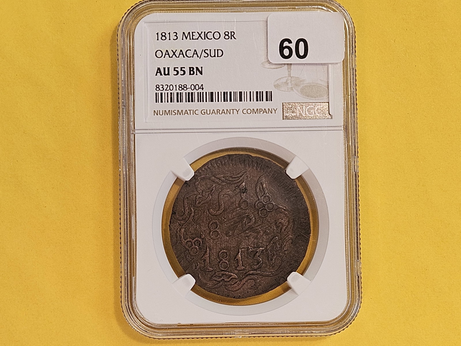 * NGC 1813 Mexico 8 reals OAXACA/SUD in About Uncirculated 55 Brown - 2