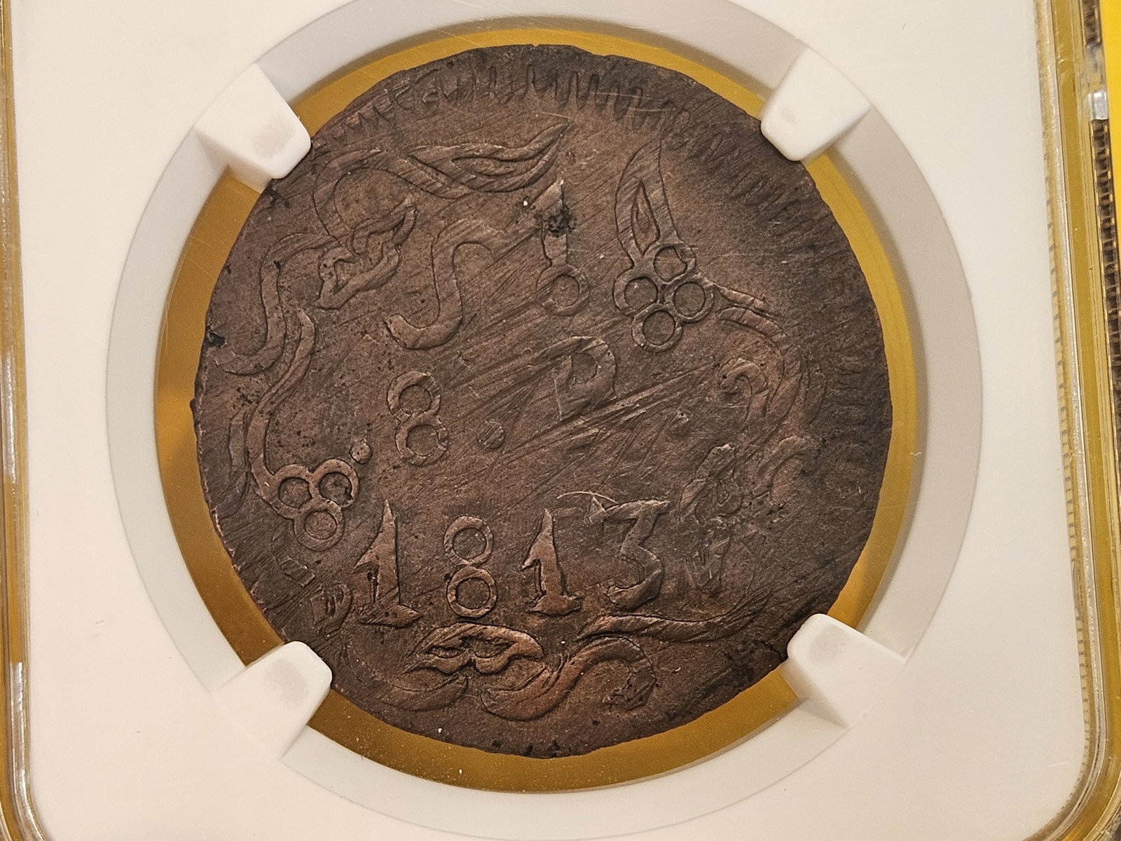 * NGC 1813 Mexico 8 reals OAXACA/SUD in About Uncirculated 55 Brown - 4