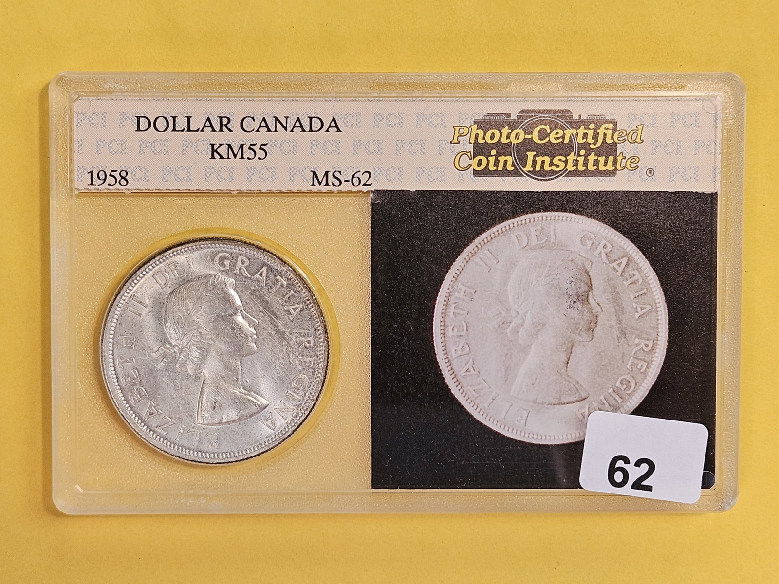 PCI 1958 Canada Silver Dollar in Mint State 62 - 2