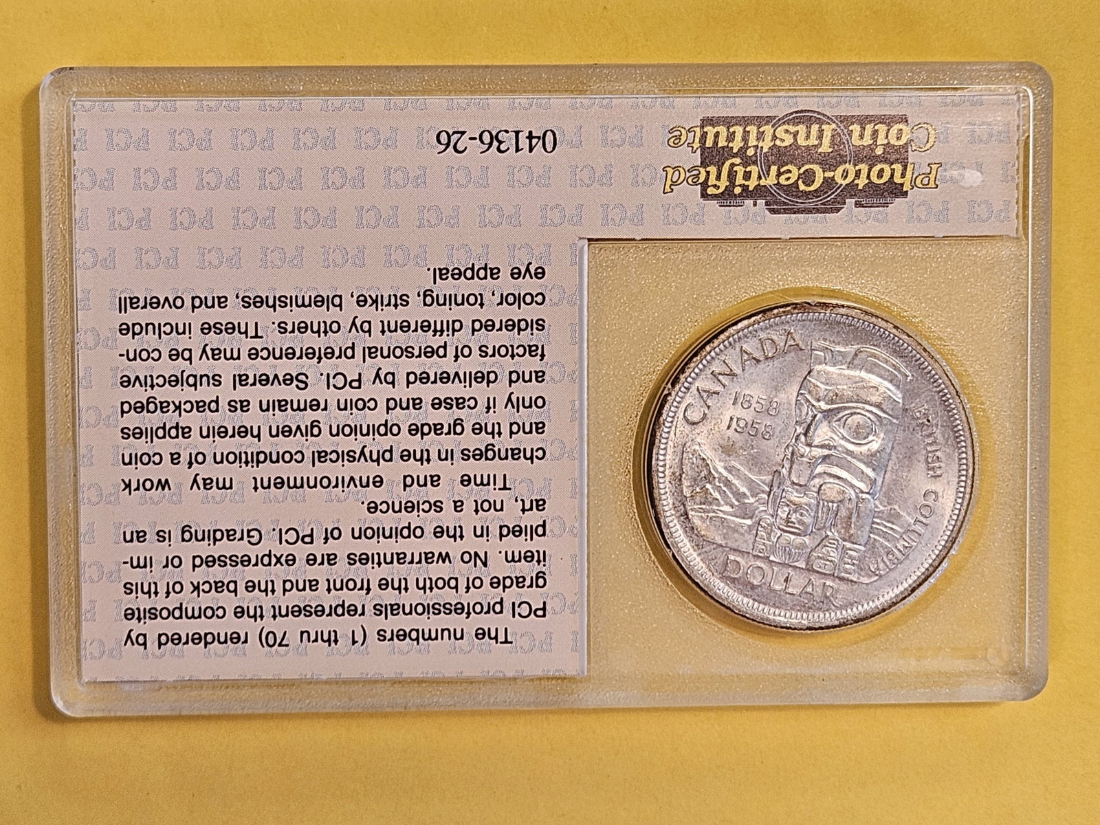 PCI 1958 Canada Silver Dollar in Mint State 62 - 3
