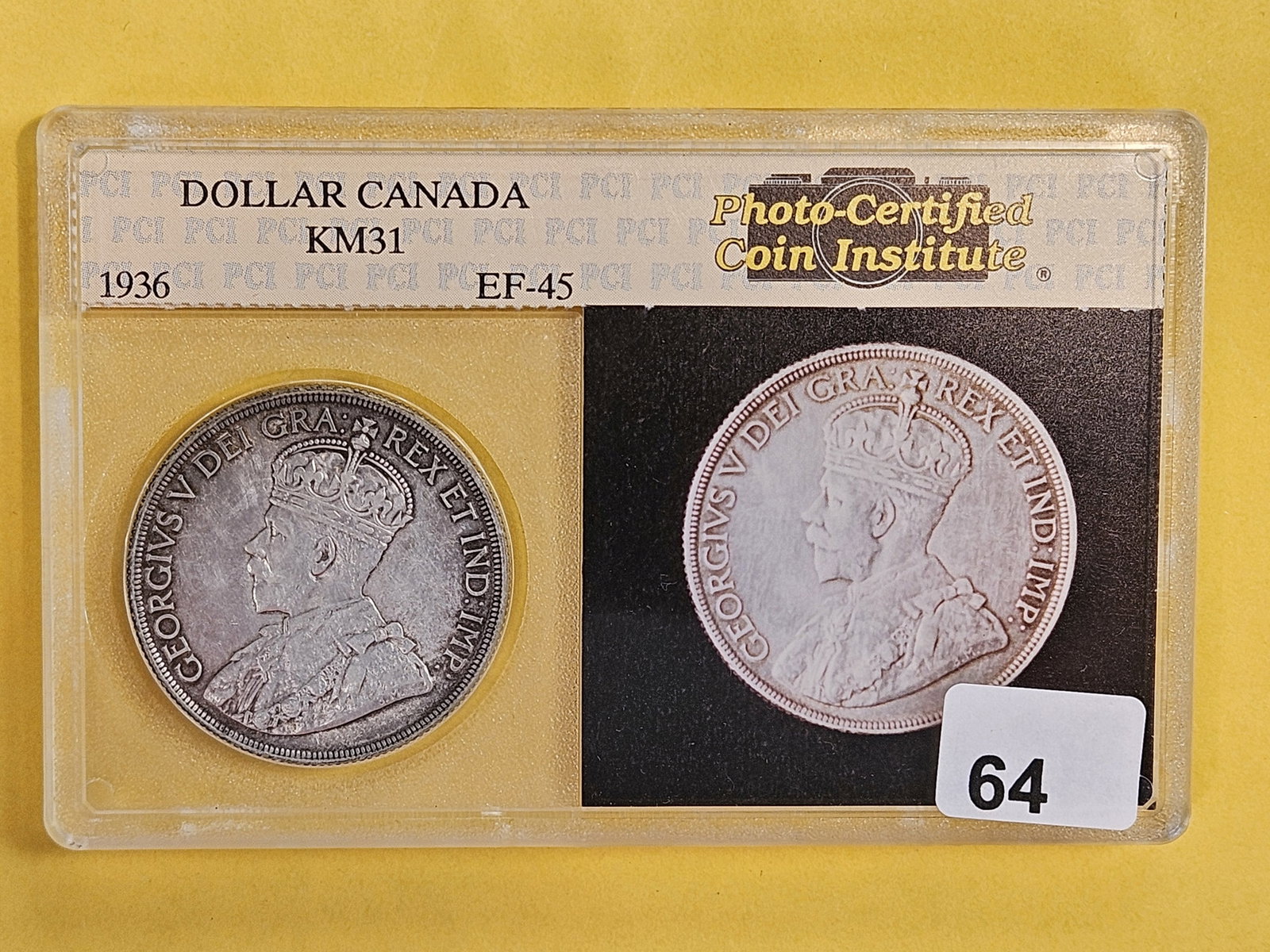 PCI 1936 Canada Silver Dollar in Extra Fine - 45 - 2