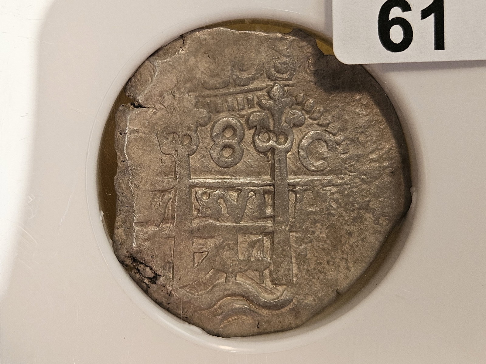 * SCARCE * NGC 1744-P Bolivia 8 Reals in About Uncirculated - 53 - 3