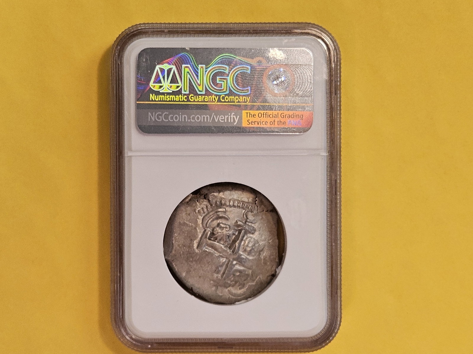 * SCARCE * NGC 1744-P Bolivia 8 Reals in About Uncirculated - 53 - 4