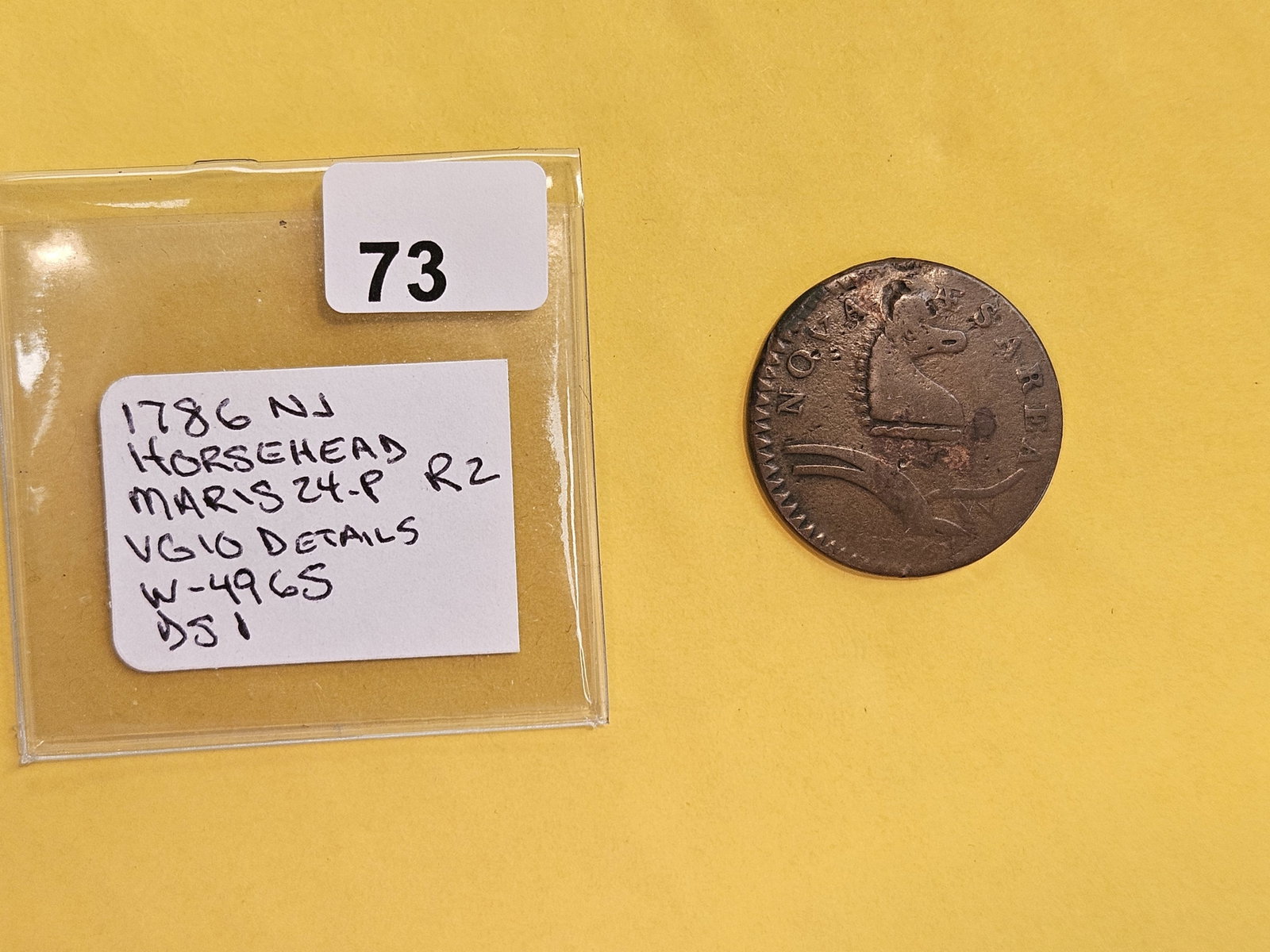* RARE COLONIAL * 1786 New Jersey Nova Cesarea Horsehead in Very Good plus - details - 2