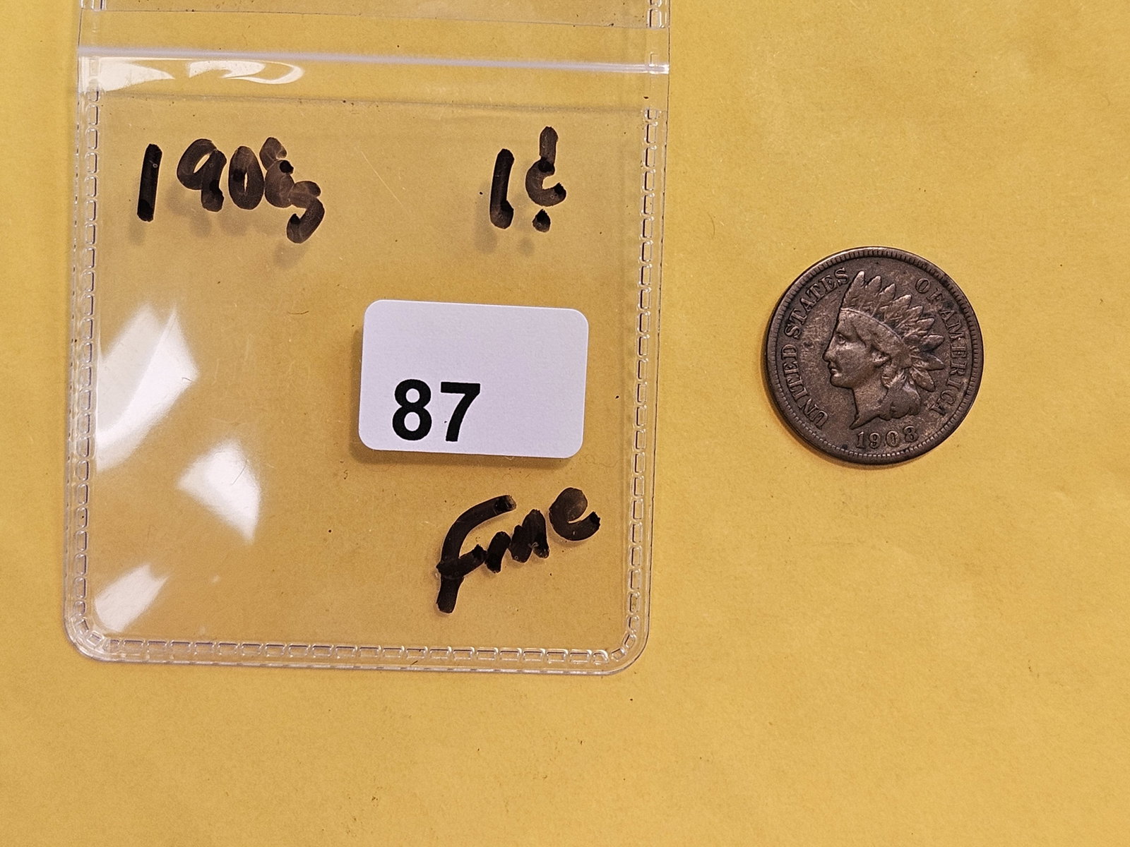 Semi-Key 1908-S Indian Cent in Fine - 2