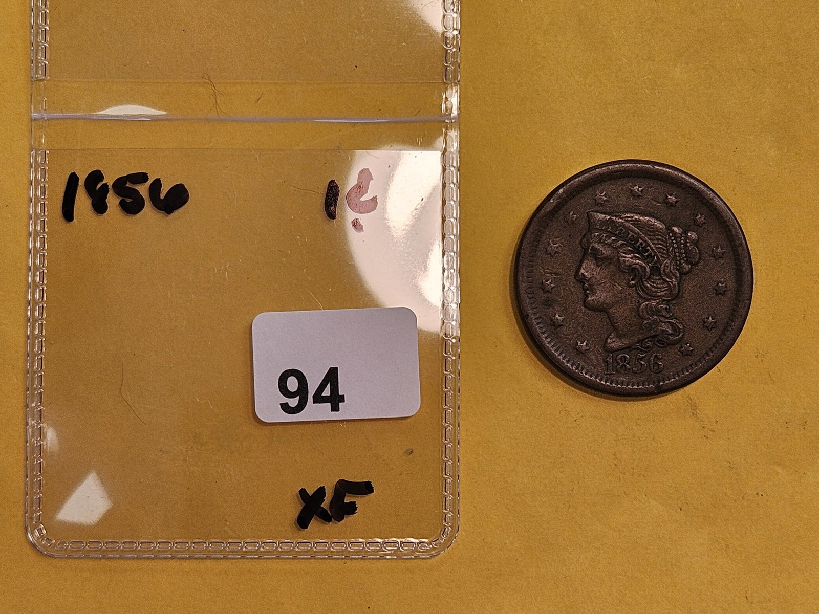 1856 Braided Hair large Cent in Extra Fine plus - 2