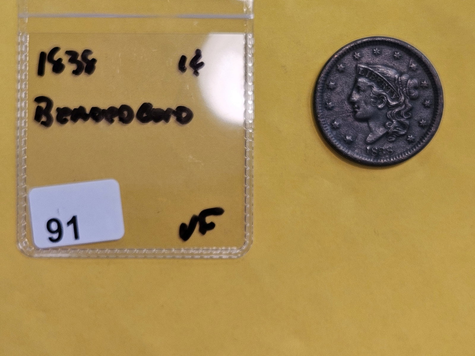 1838 Large cent in Very Fine plus - 2