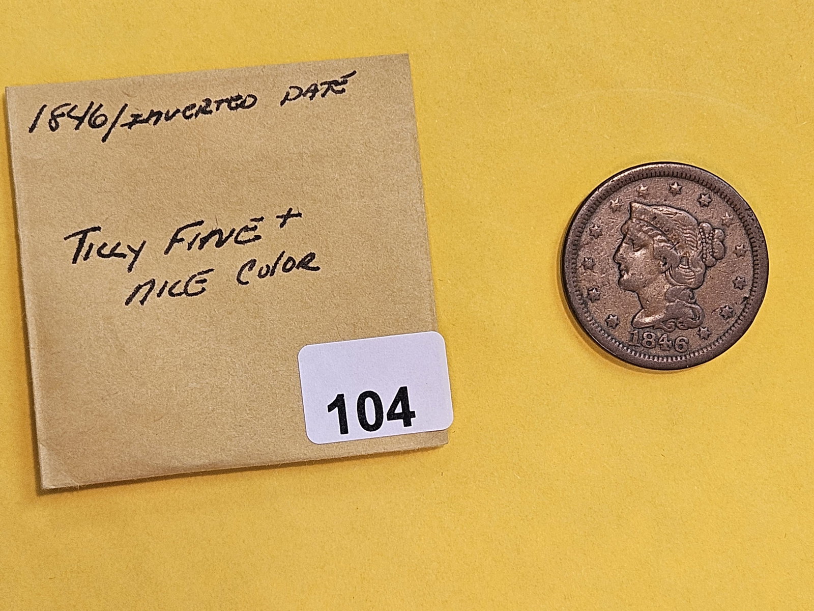 Variety! 1846 Braided Hair Large Cent in Fine plus - 2