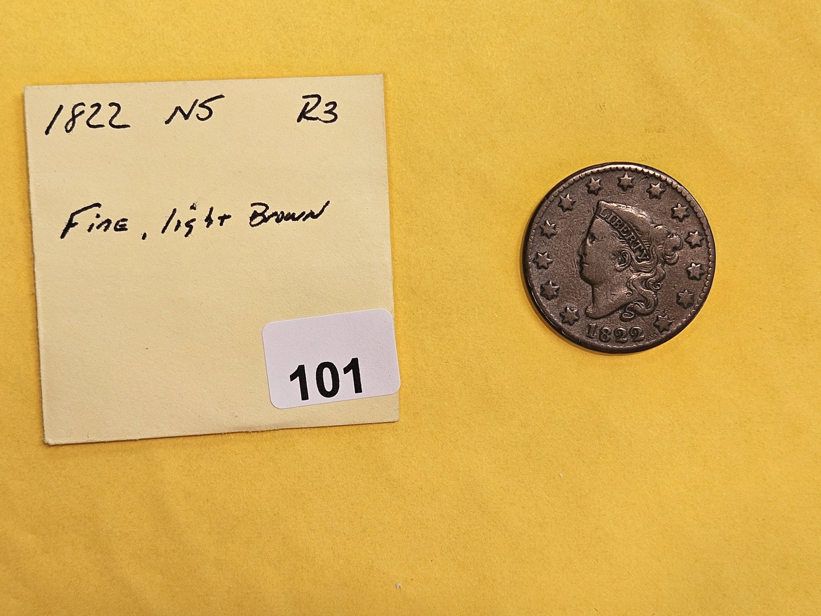 1822 Coronet Head large Cent in Fine - 2