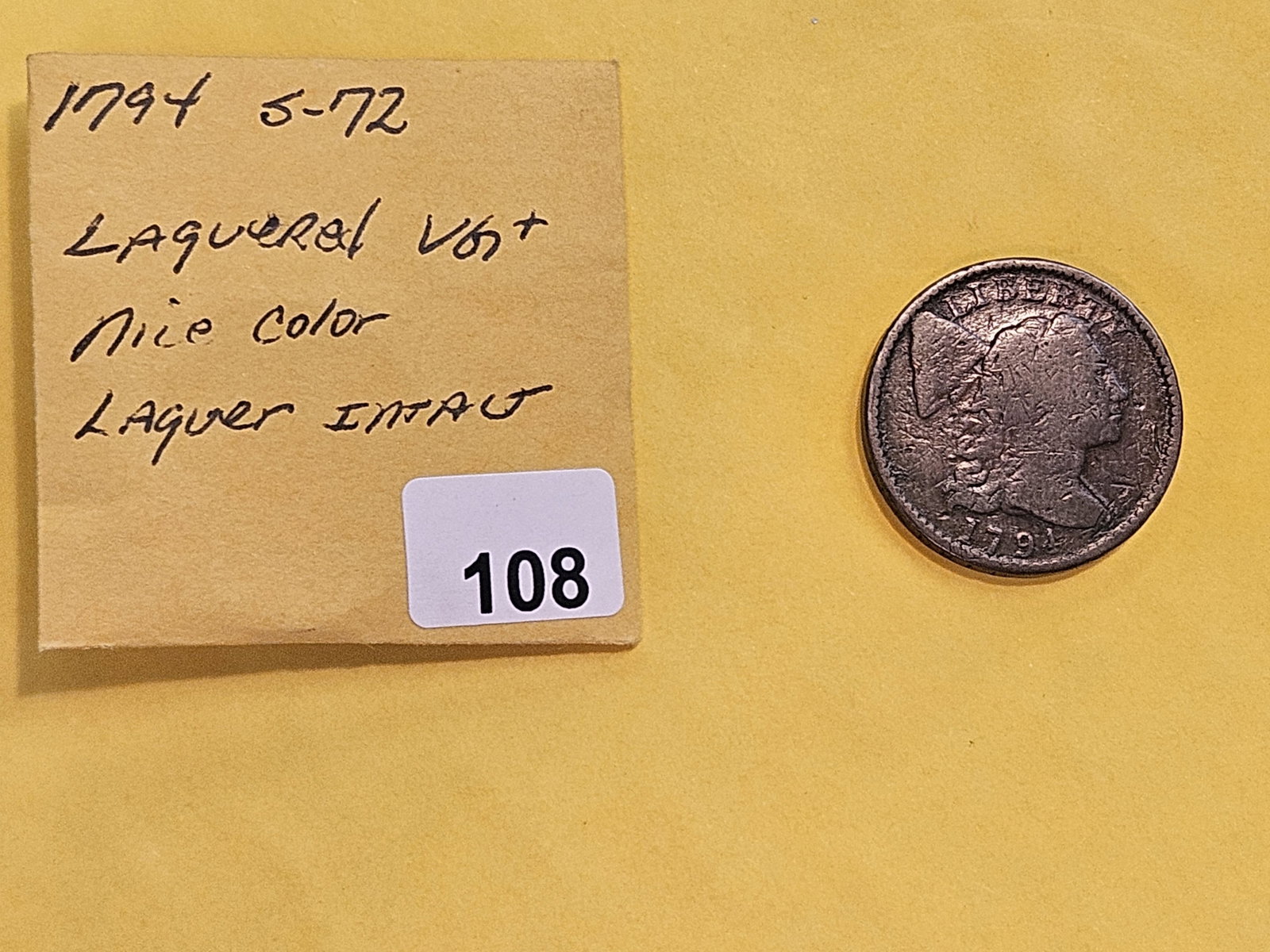 * 1794 Liberty Cap Large Cent in Very Good plus - details - 2