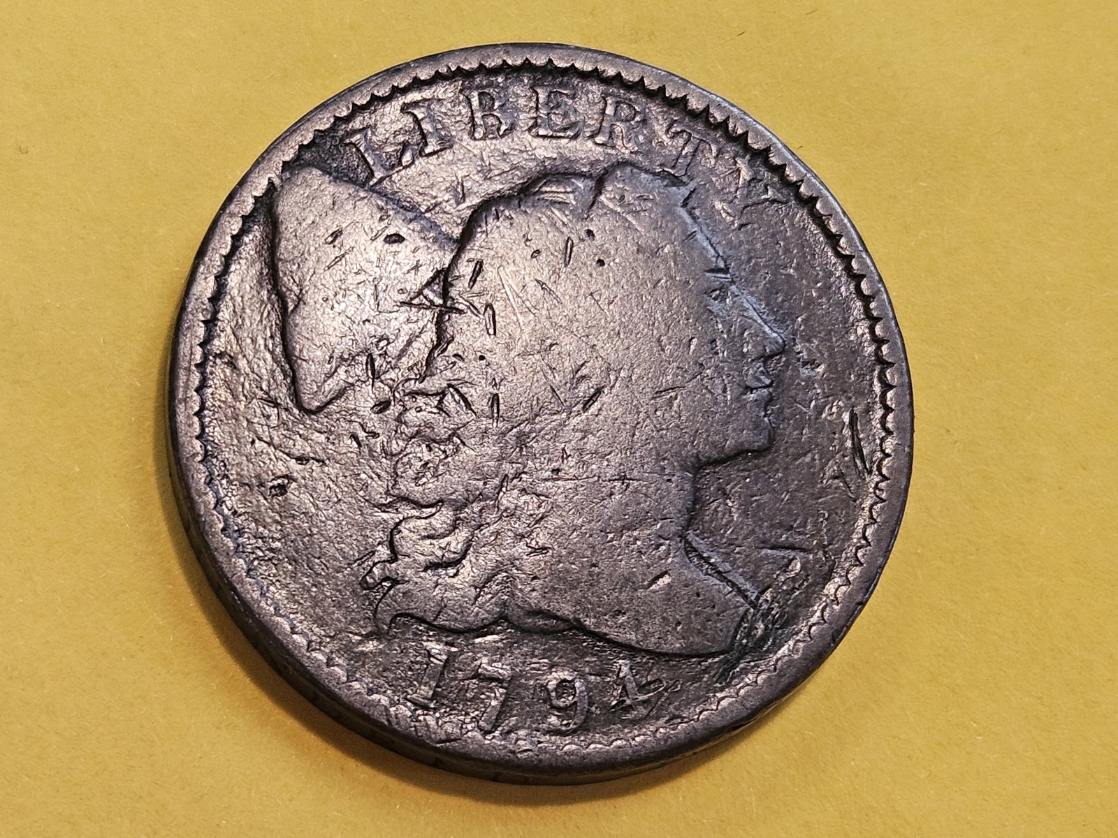 * 1794 Liberty Cap Large Cent in Very Good plus - details - 3
