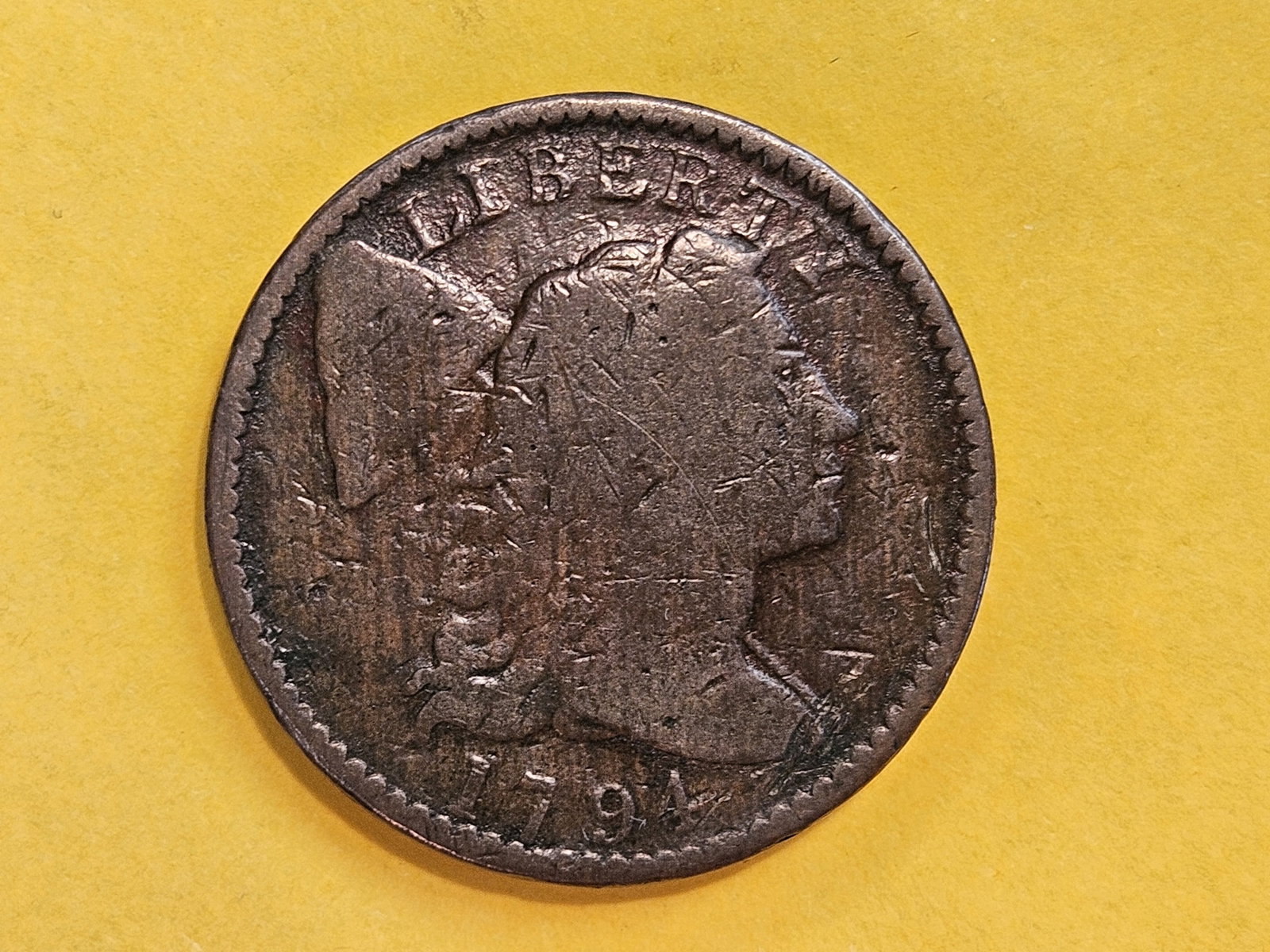 * 1794 Liberty Cap Large Cent in Very Good plus - details - 4