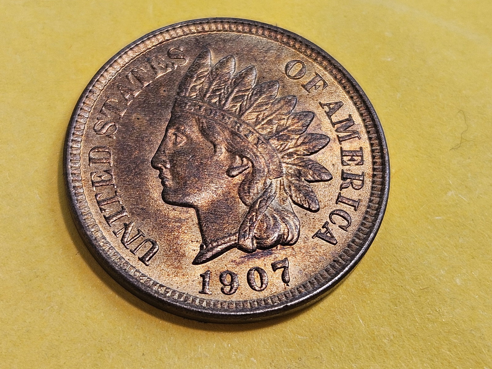 Choice Brilliant Uncirculated Red-Brown 1907 Indian Cent - 3