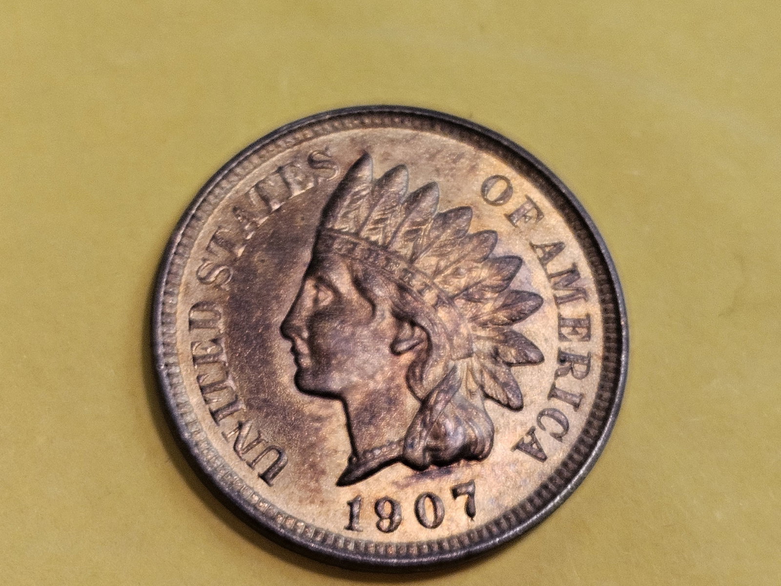 Choice Brilliant Uncirculated Red-Brown 1907 Indian Cent - 4