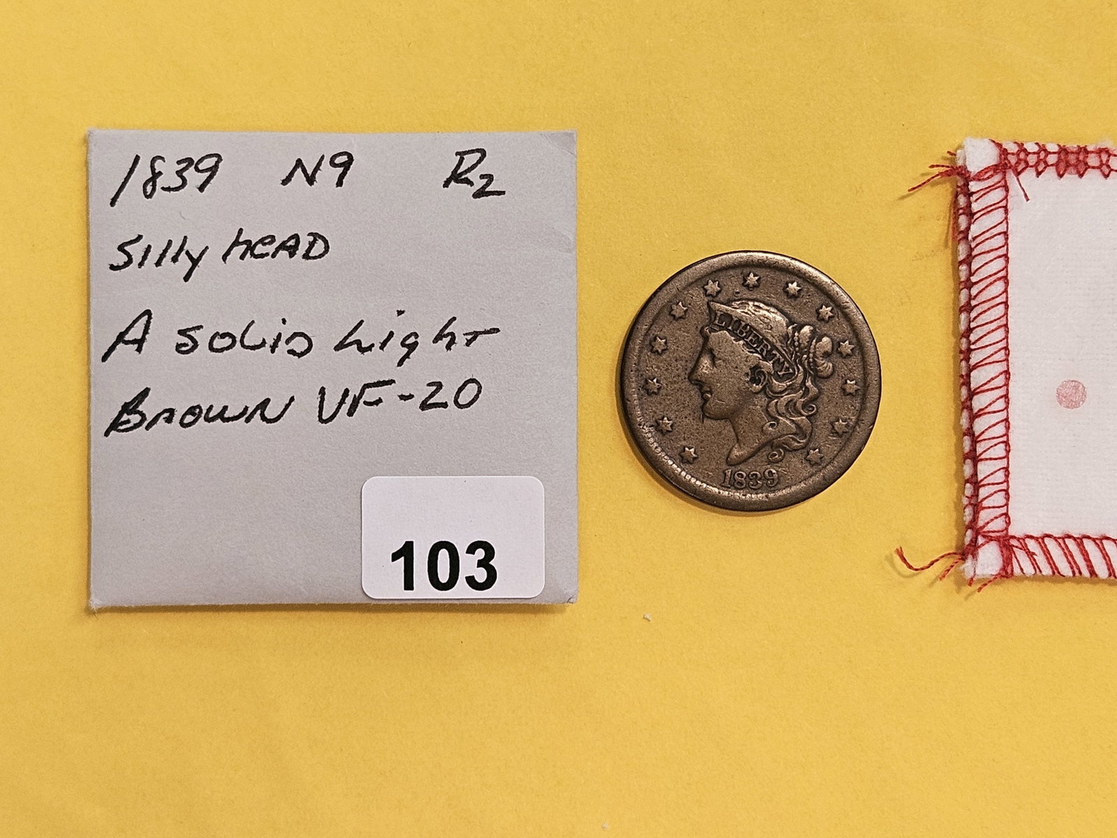 1839 Large Cent in Very Fine - 20 - 2