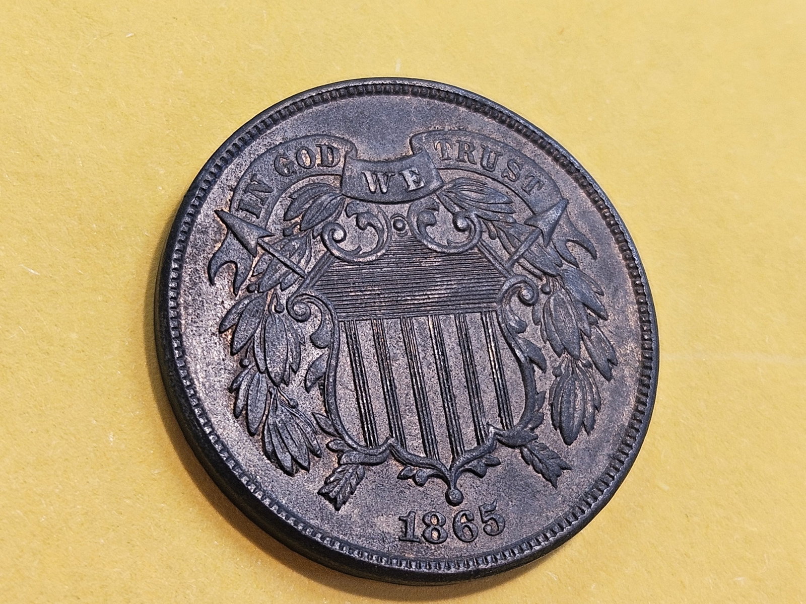 Choice Brown Uncirculated 1865 Two Cent piece - 4