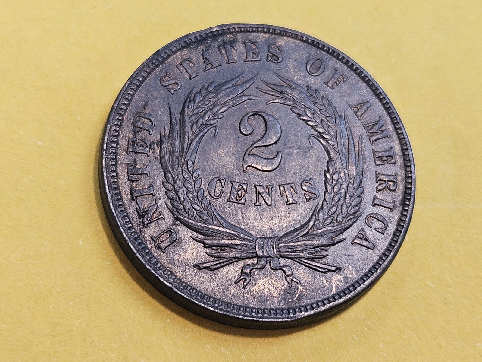 Choice Brown Uncirculated 1865 Two Cent piece - 7