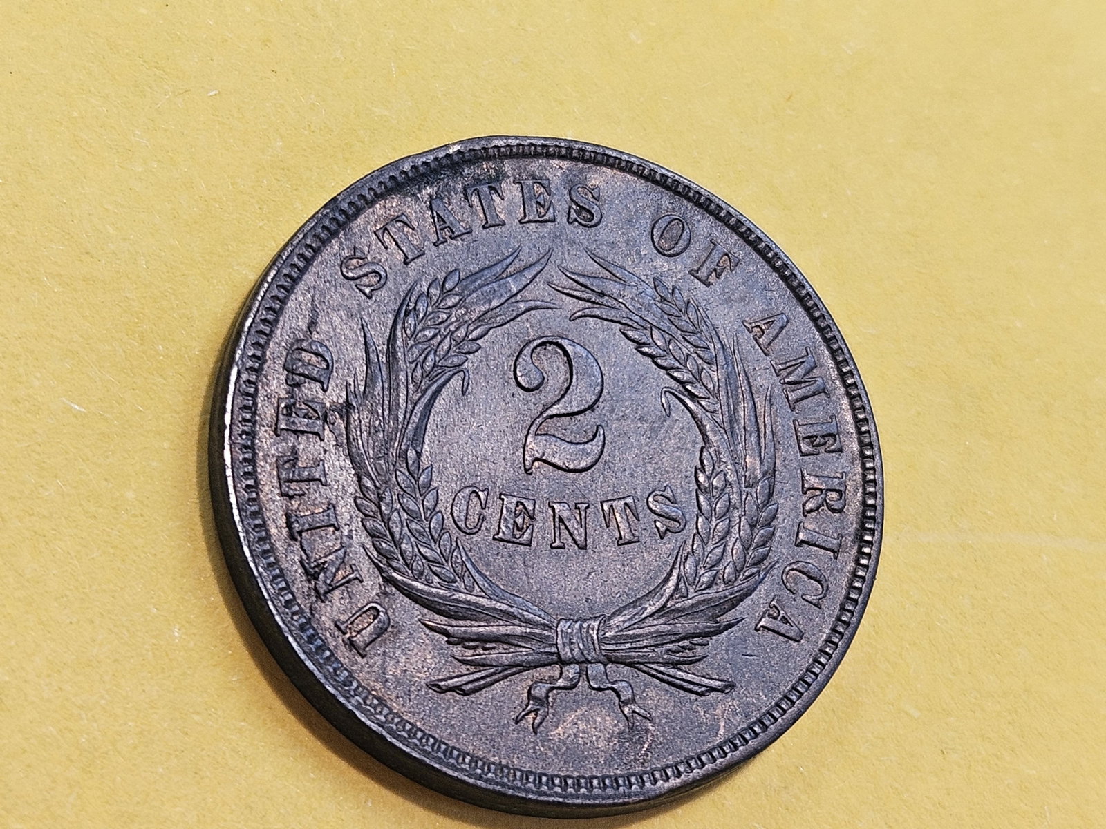 Choice Brown Uncirculated 1865 Two Cent piece - 8