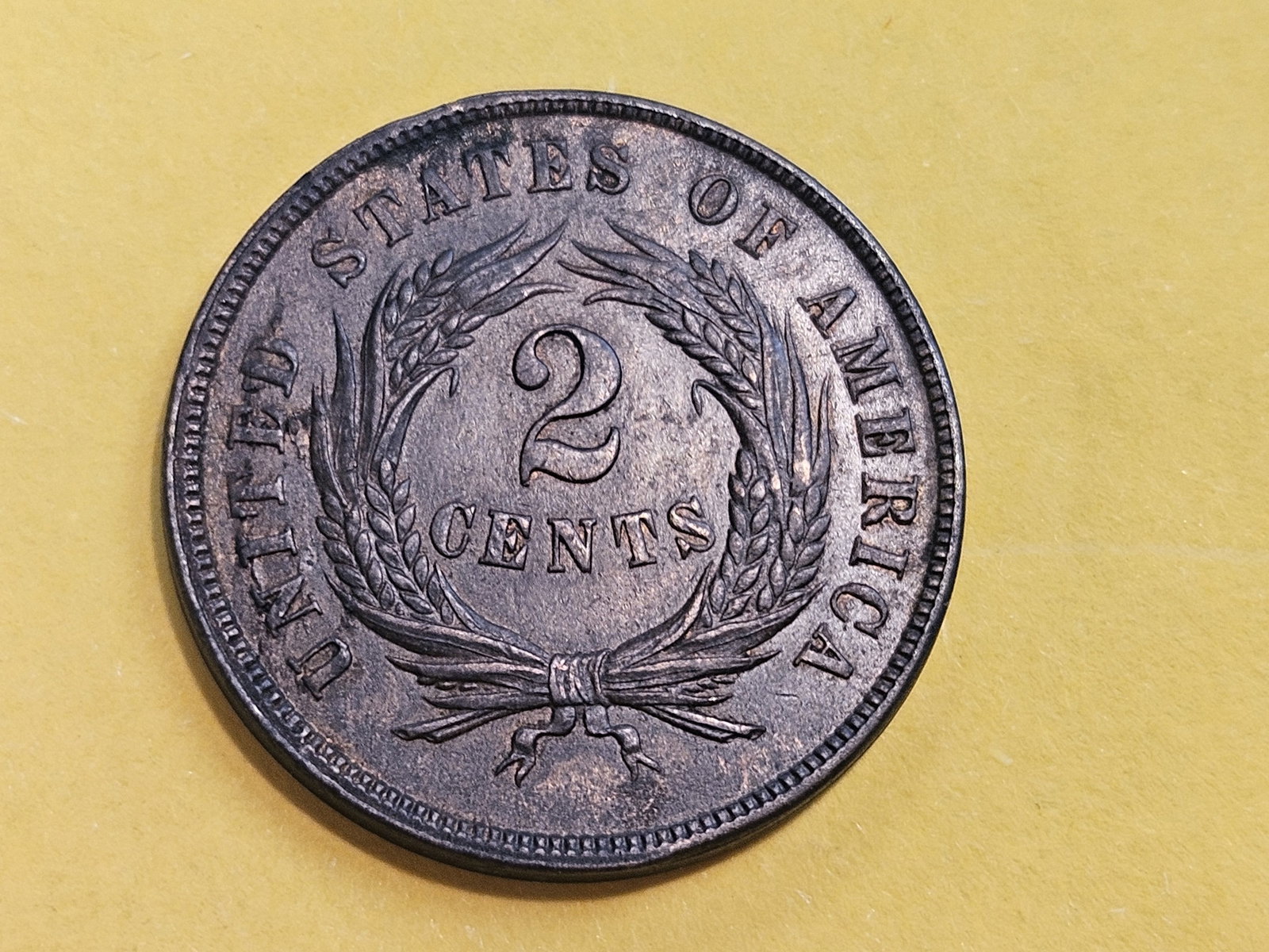 Choice Brown Uncirculated 1865 Two Cent piece - 9