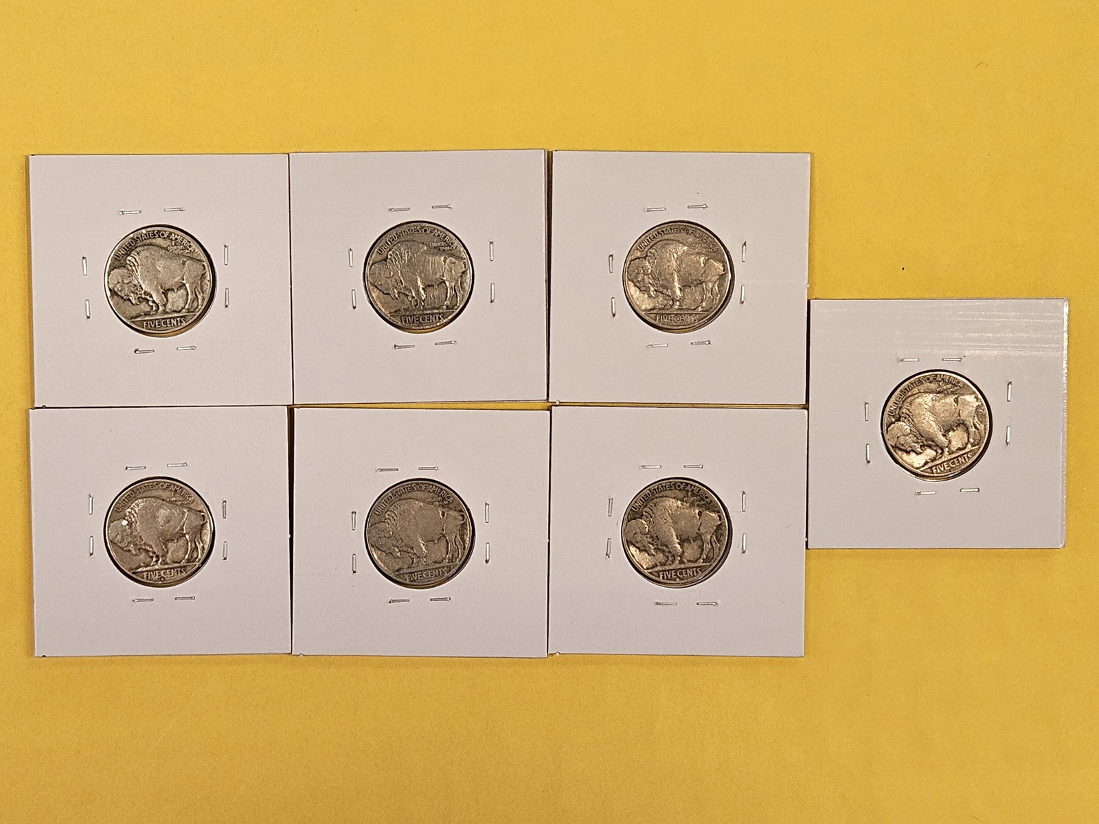 Seven mixed Buffalo Nickels from the 1920's - 7