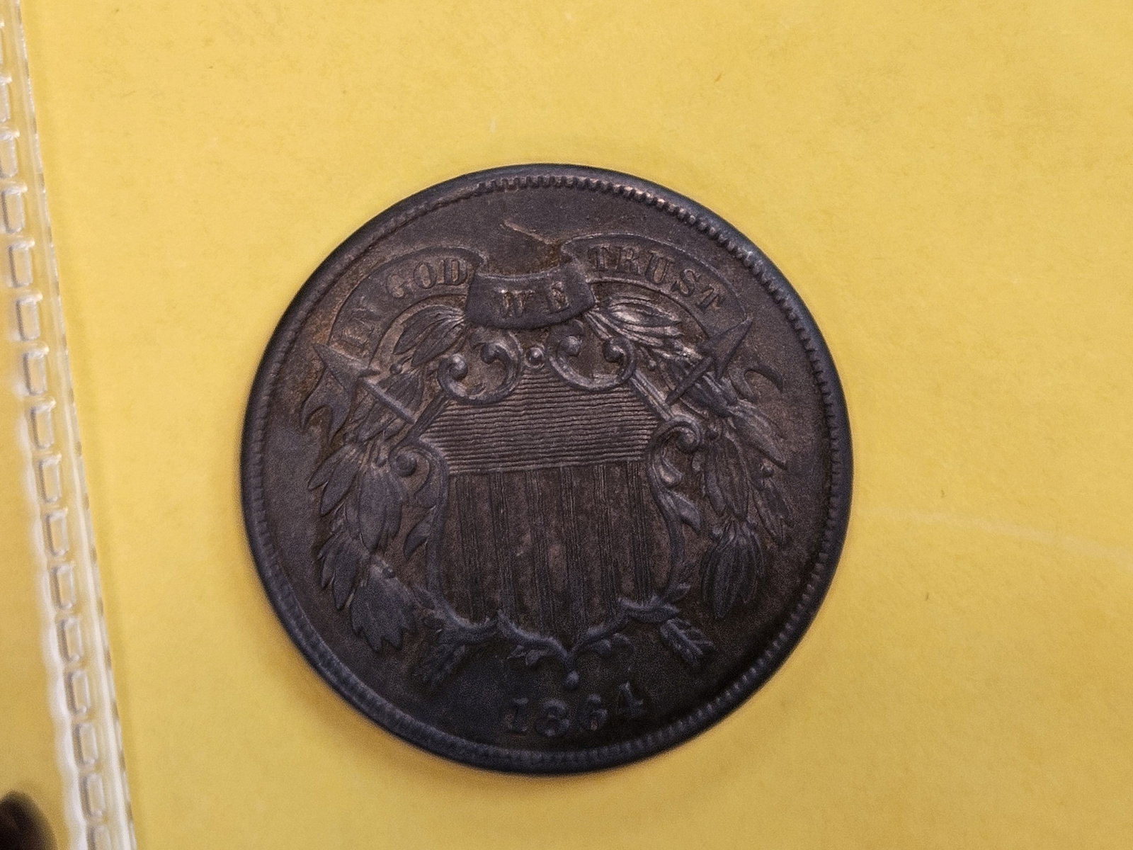 Choice Brown Uncirculated 1864 Two Cent piece - 8