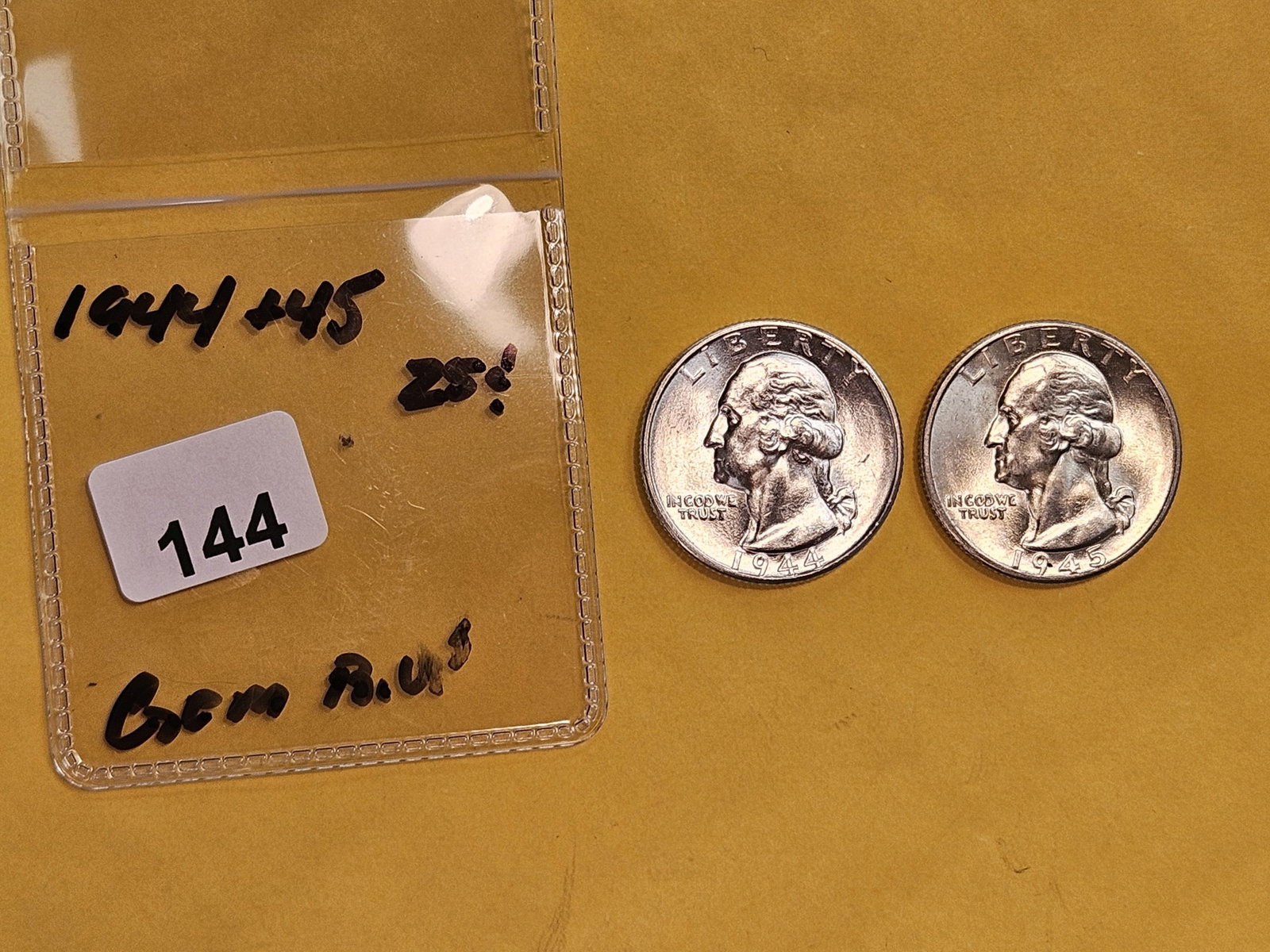 Two GEM Brilliant Uncirculated silver Washington Quarters - 2