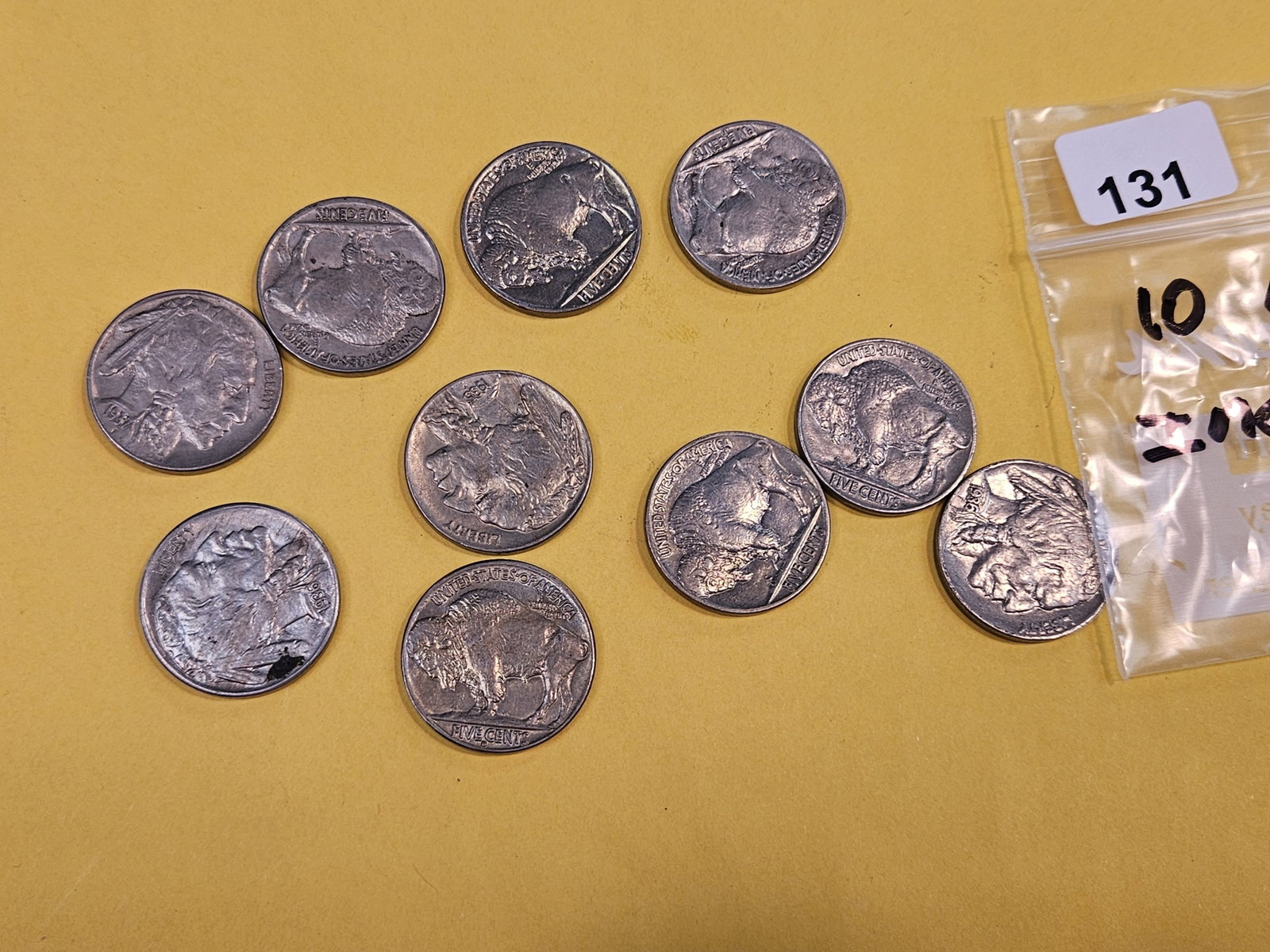 Ten Brilliant AU-BU Buffalo Nickels - 2
